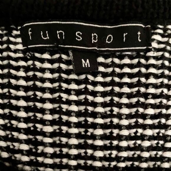 FunSport Black and White Sweater with Zipper Across Front Womens Medium - Picture 7 of 9